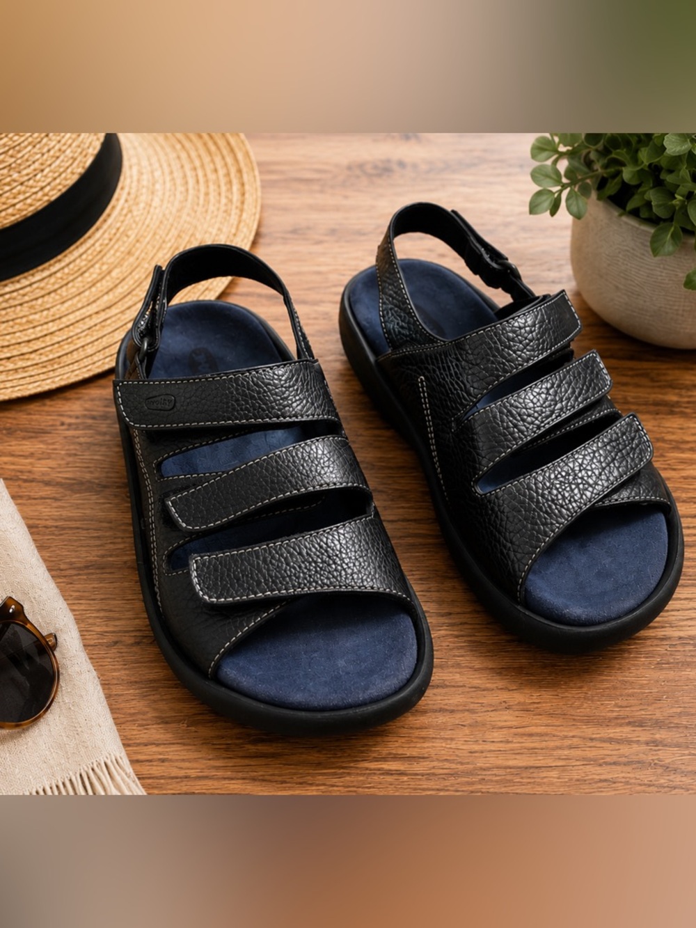 Wolky Liana Black Leather Adjustable Comfort Sandals EU 42 Women’s 11